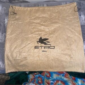 Etro Gold Drawstring Dust Bag with Black Logo
